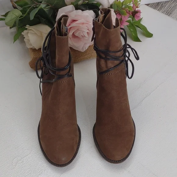 Franco Sarto Brown Lace Up Boots - Picture 2 of 8